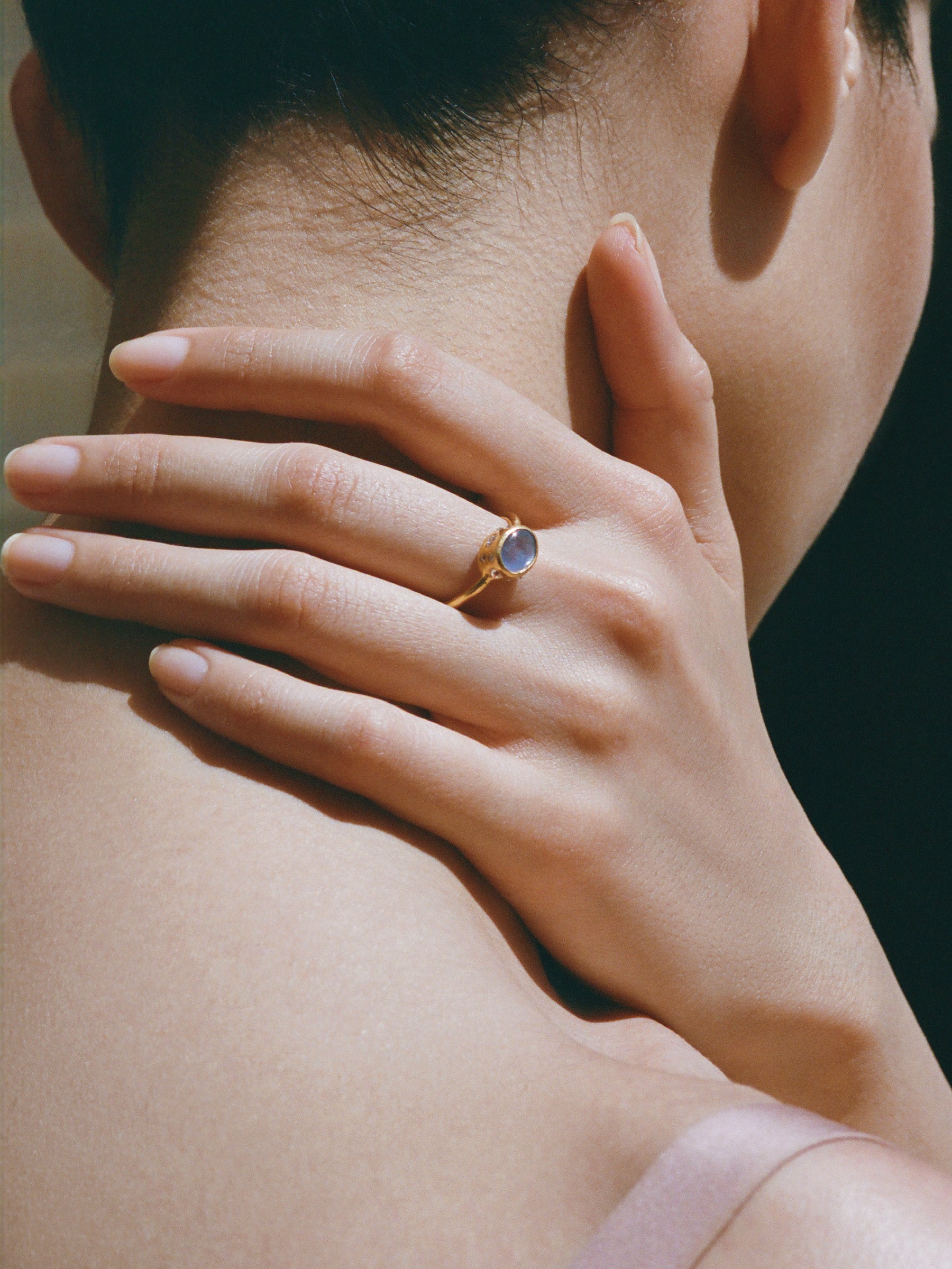 Blue Star Sapphire High Bezel Ring