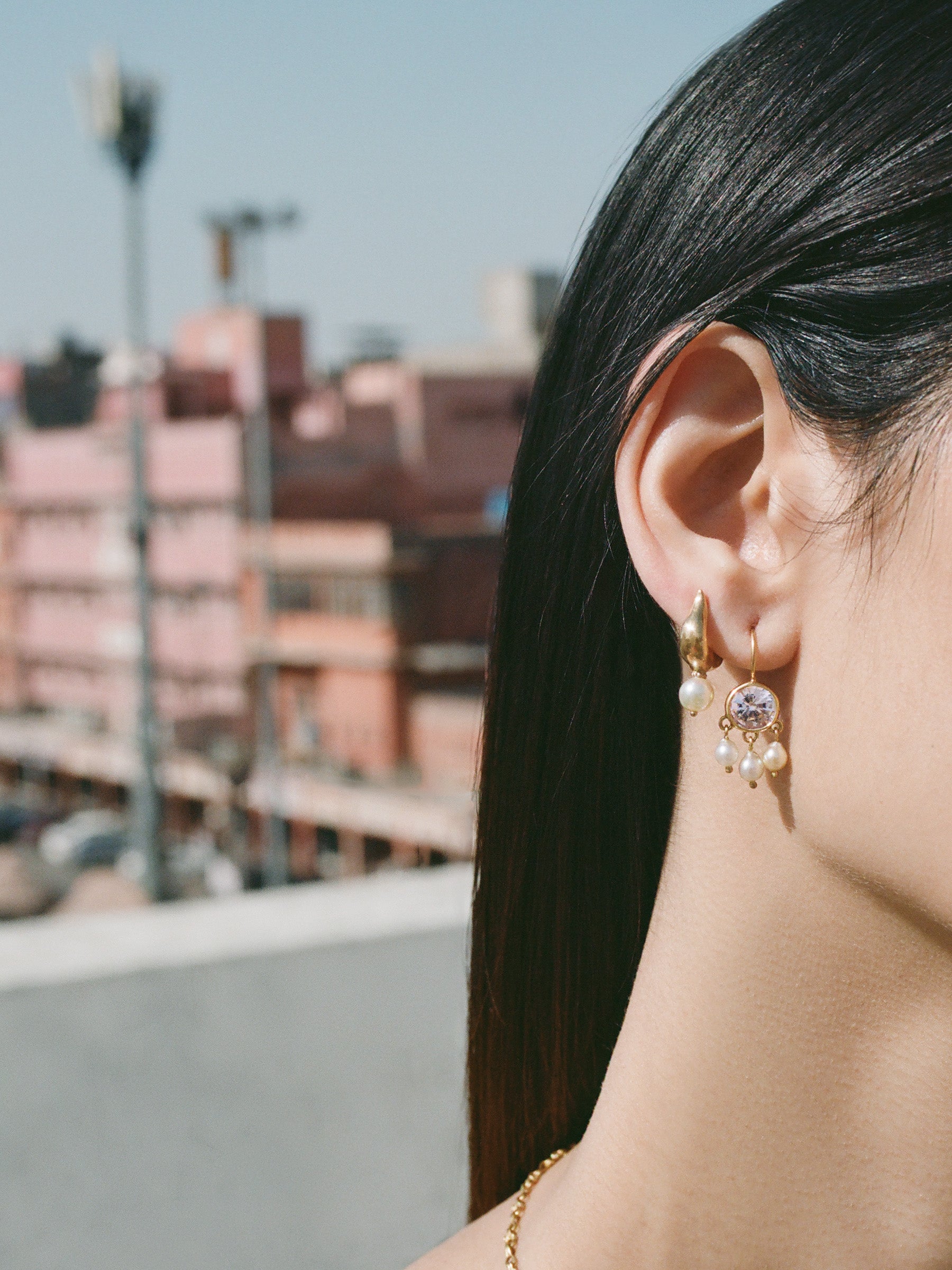 Spinel and Akoya Pearl Girandole Earrings