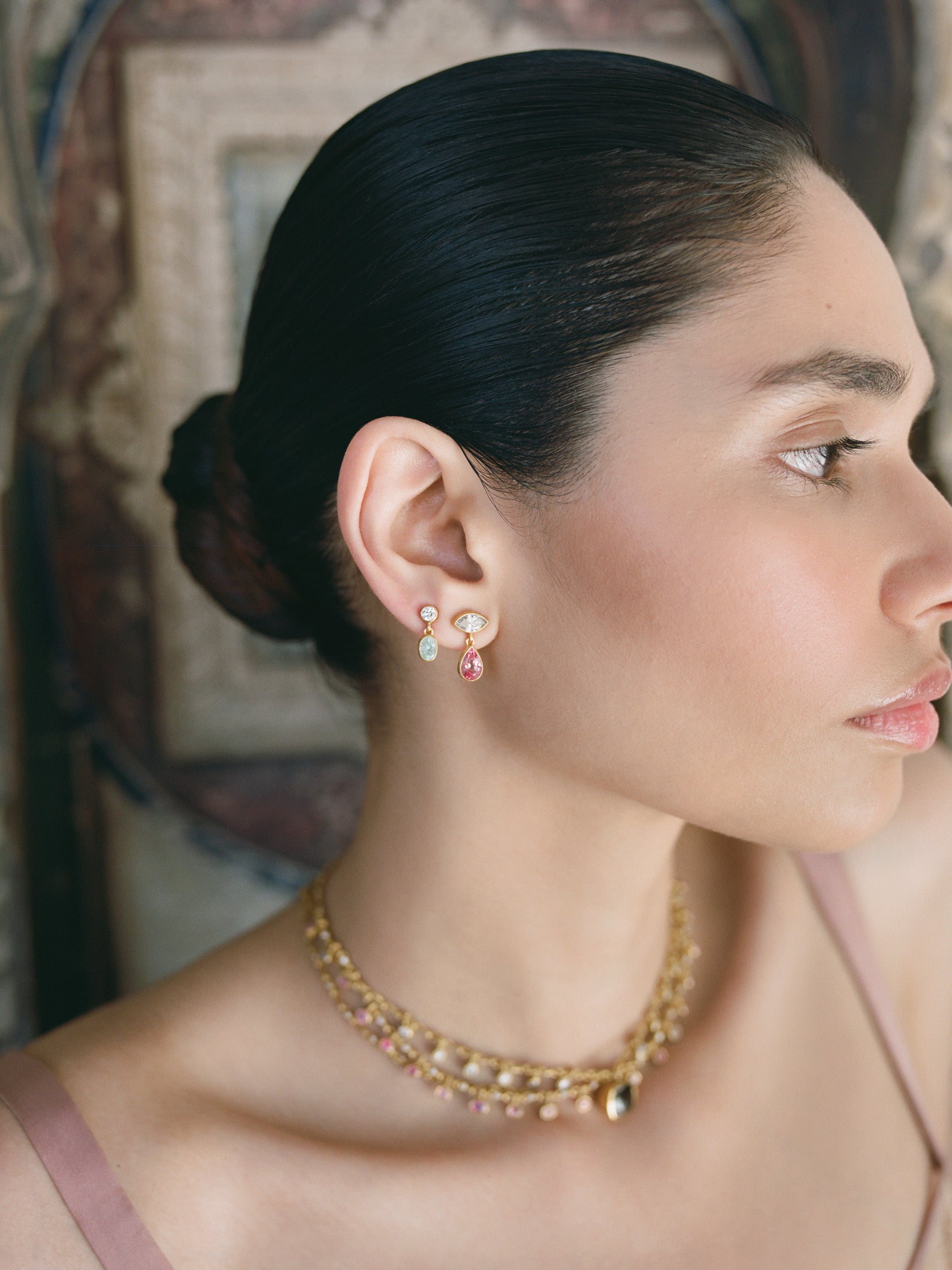 Diamond and Paraiba Gemini Earrings