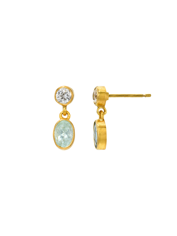 diamond and paraiba gemini earrings