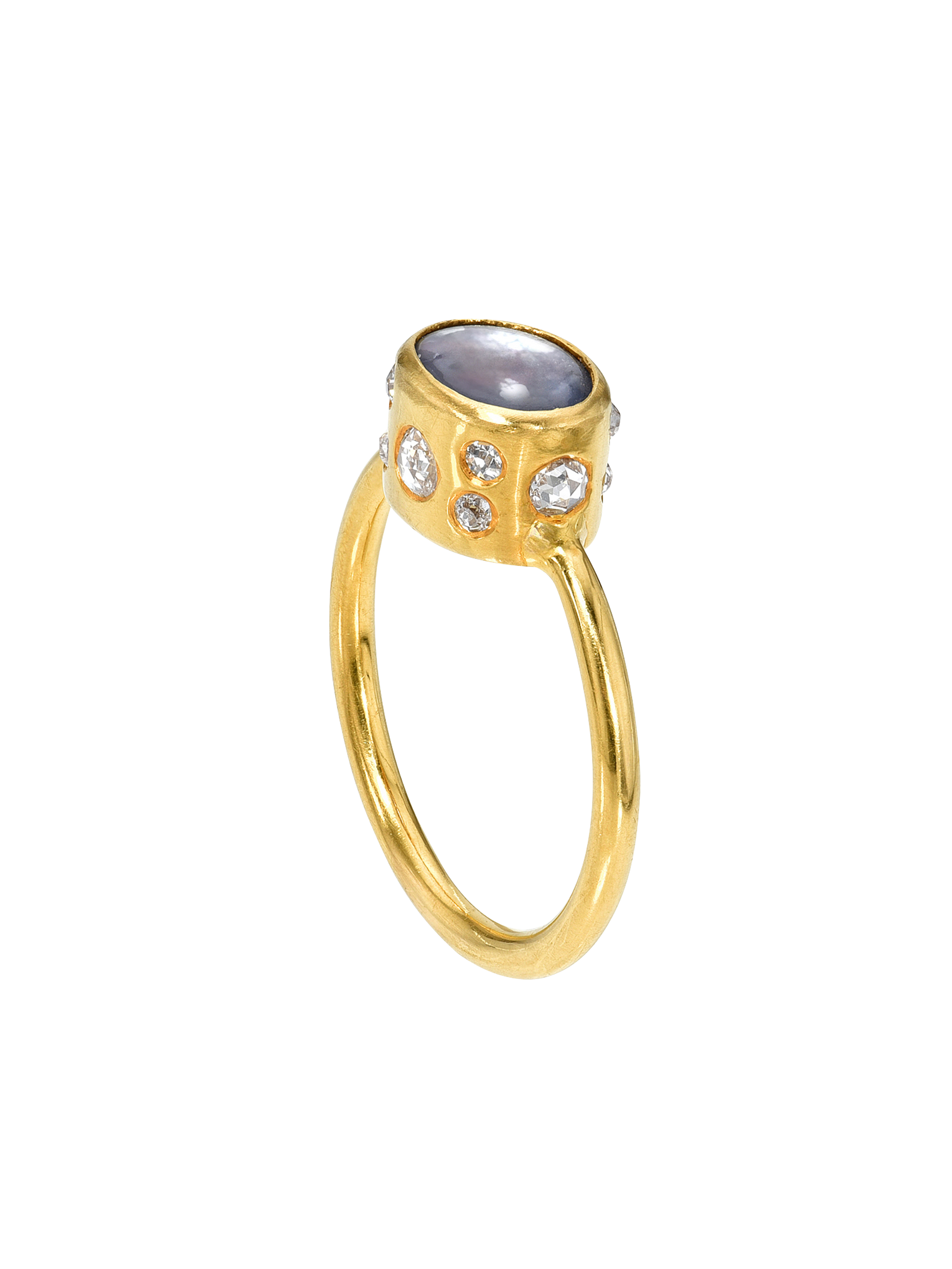 Blue Star Sapphire High Bezel Ring