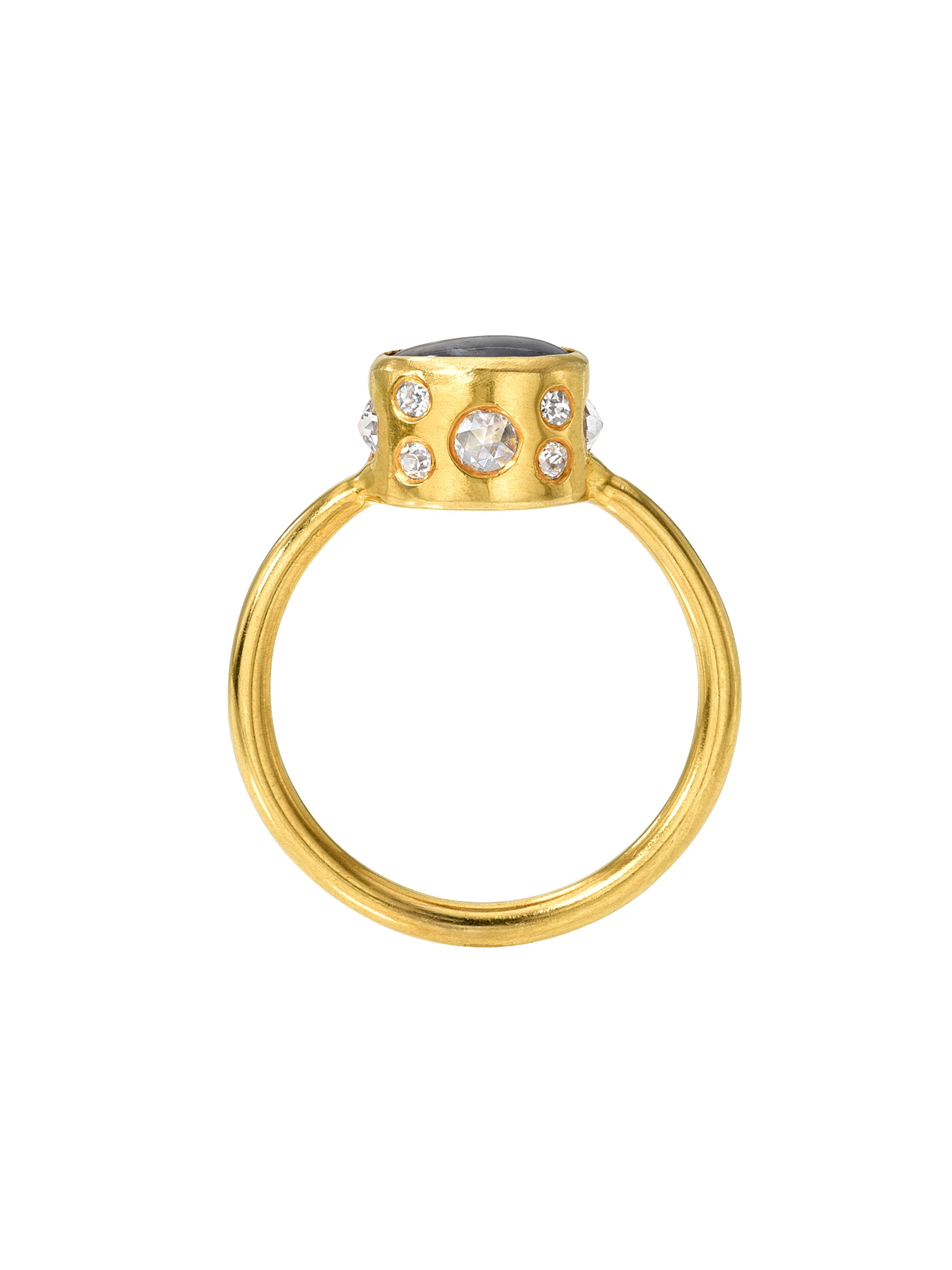 Blue Star Sapphire High Bezel Ring