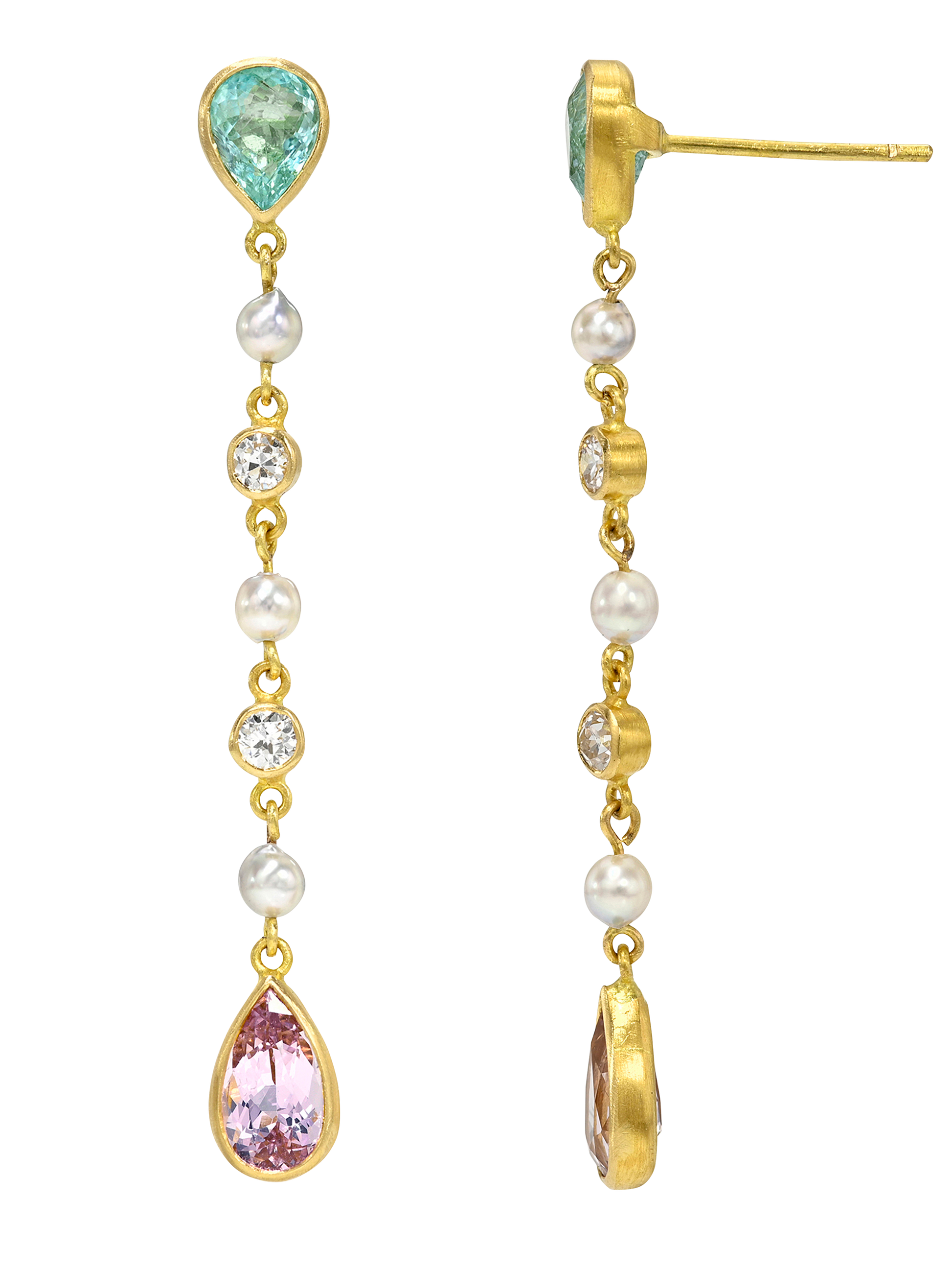 Paraiba Tourmaline, Diamond and Spinel Cascade Earrings