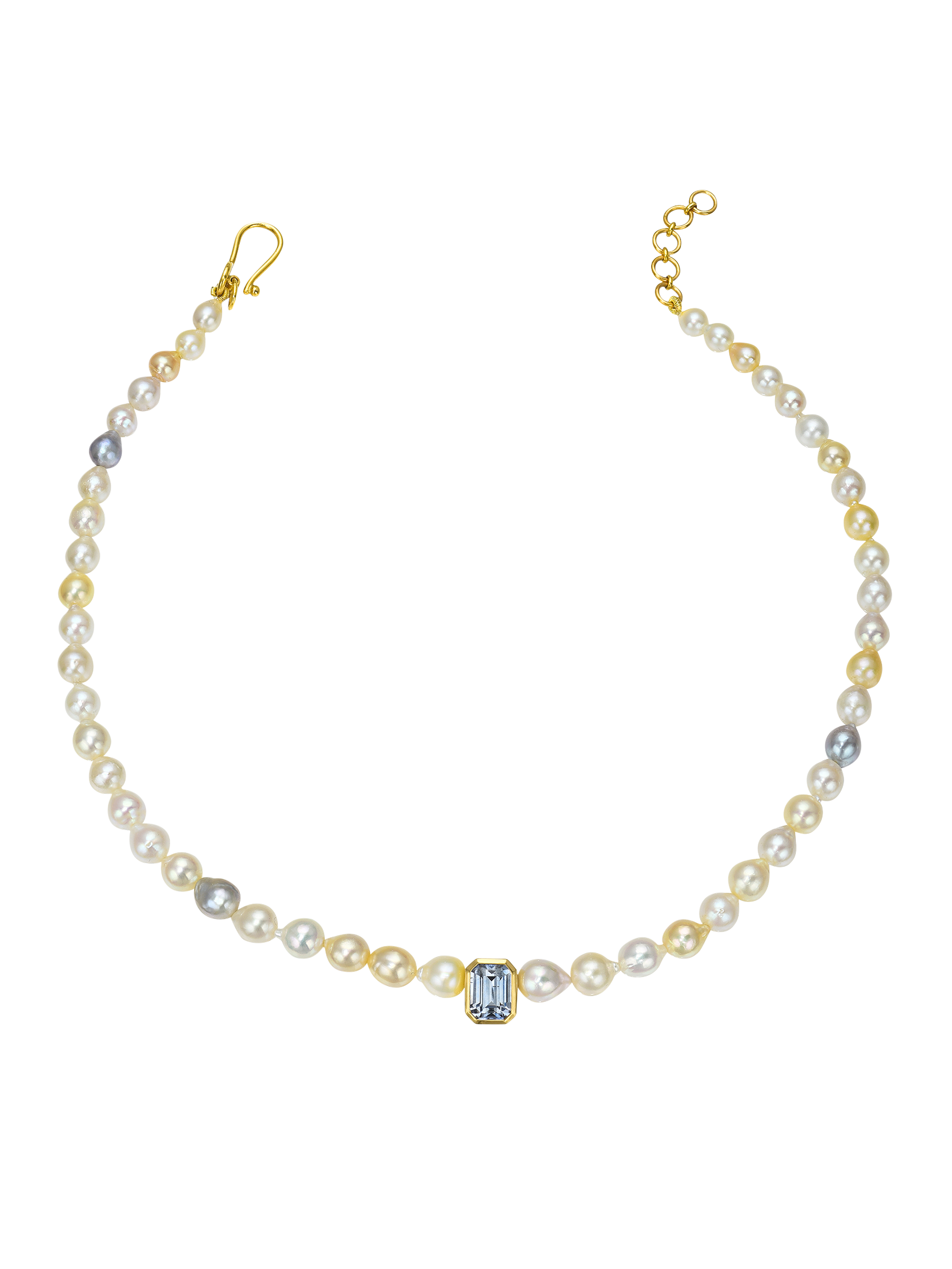 Blue Sapphire and Akoya Pearl Rosette Collar