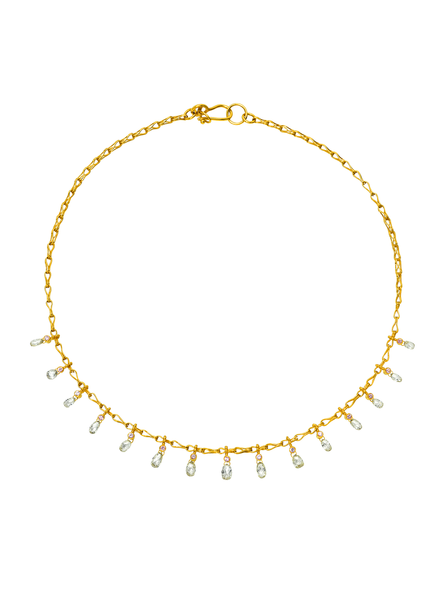 Diamond Briolette and Spinel Necklace