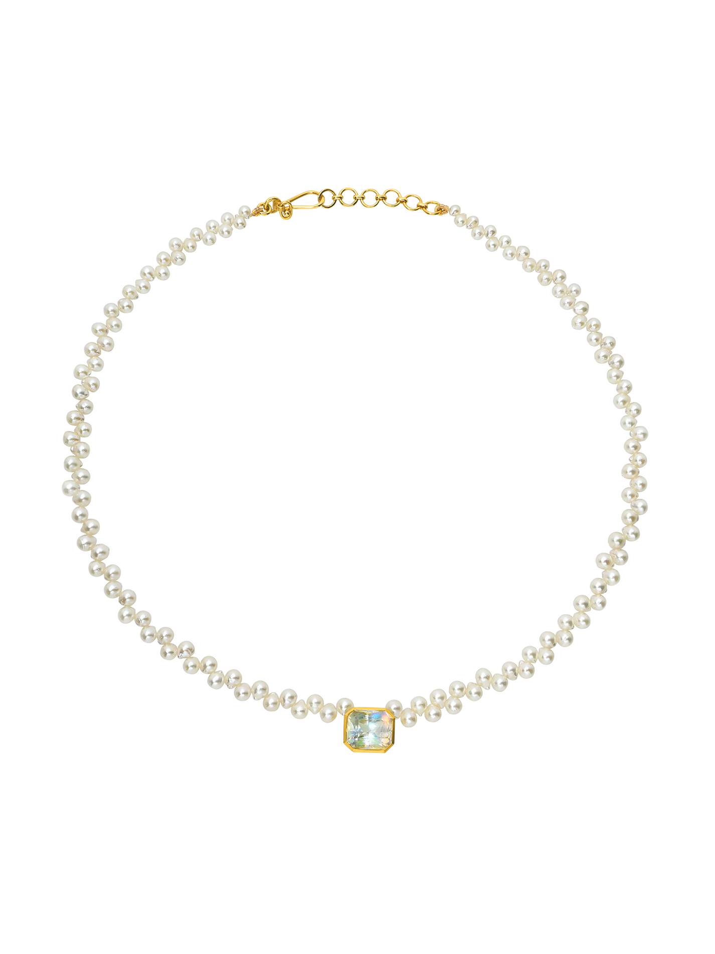 Moonstone and Akoya Pearl Rosette Collar