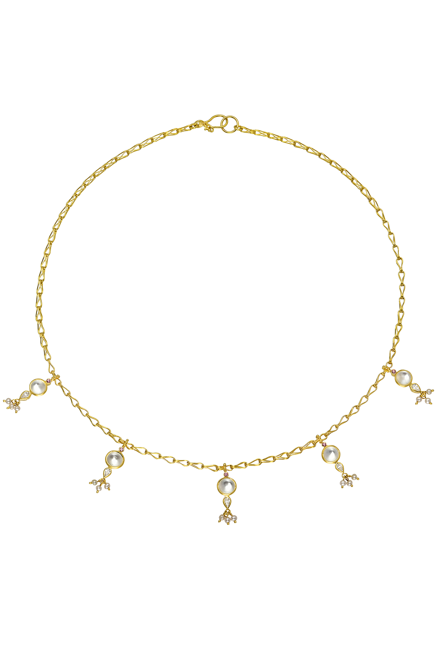 Moonstone, Diamond and Spinel Flare Necklace