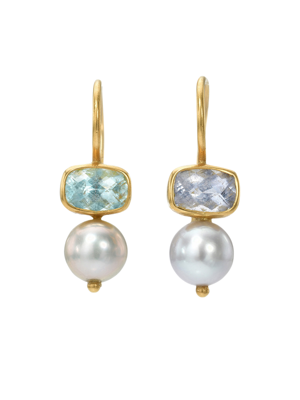 paraiba tourmaline and pearl cerise earrings