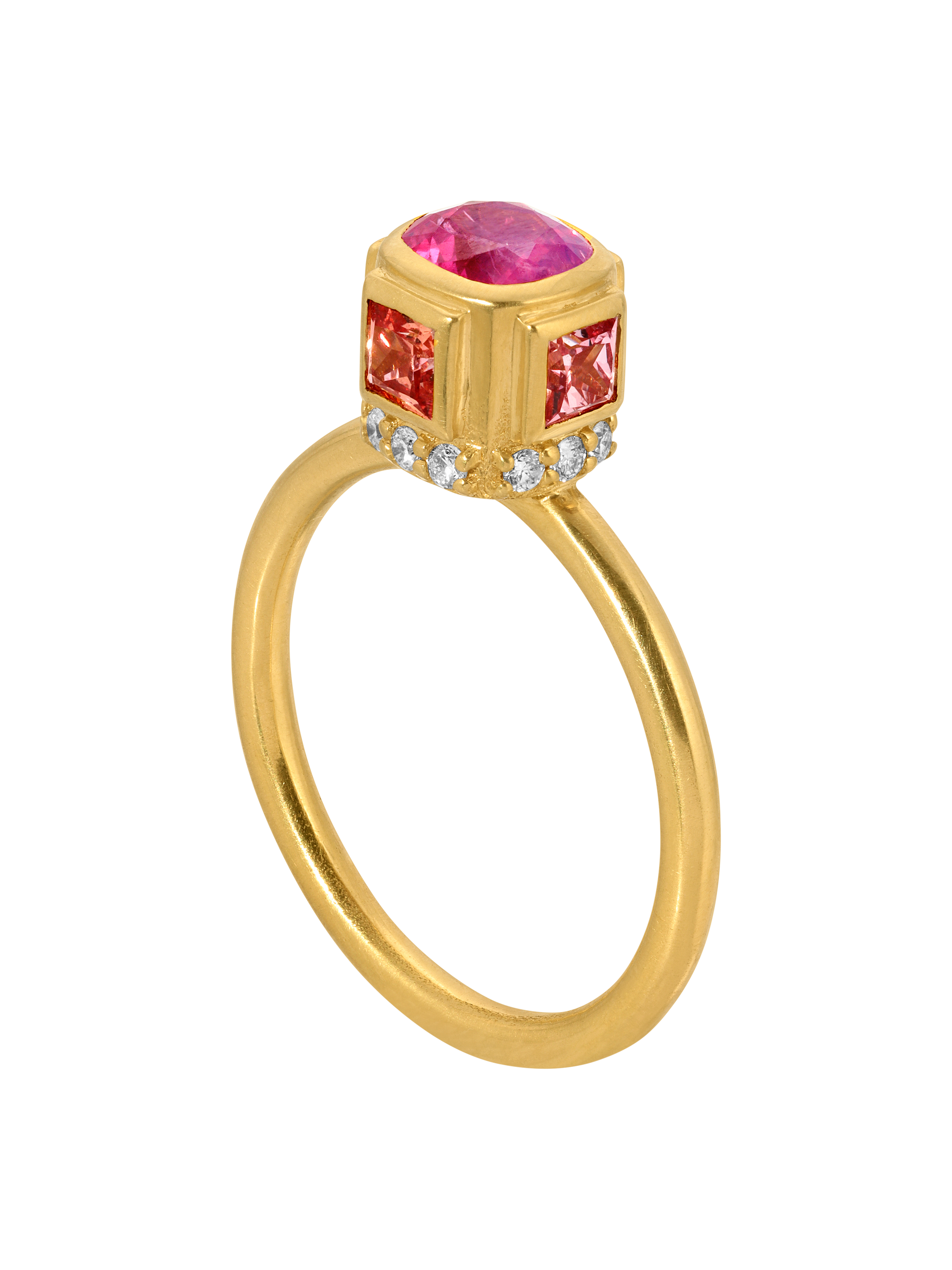 Sapphire and Diamond High Bezel Ring