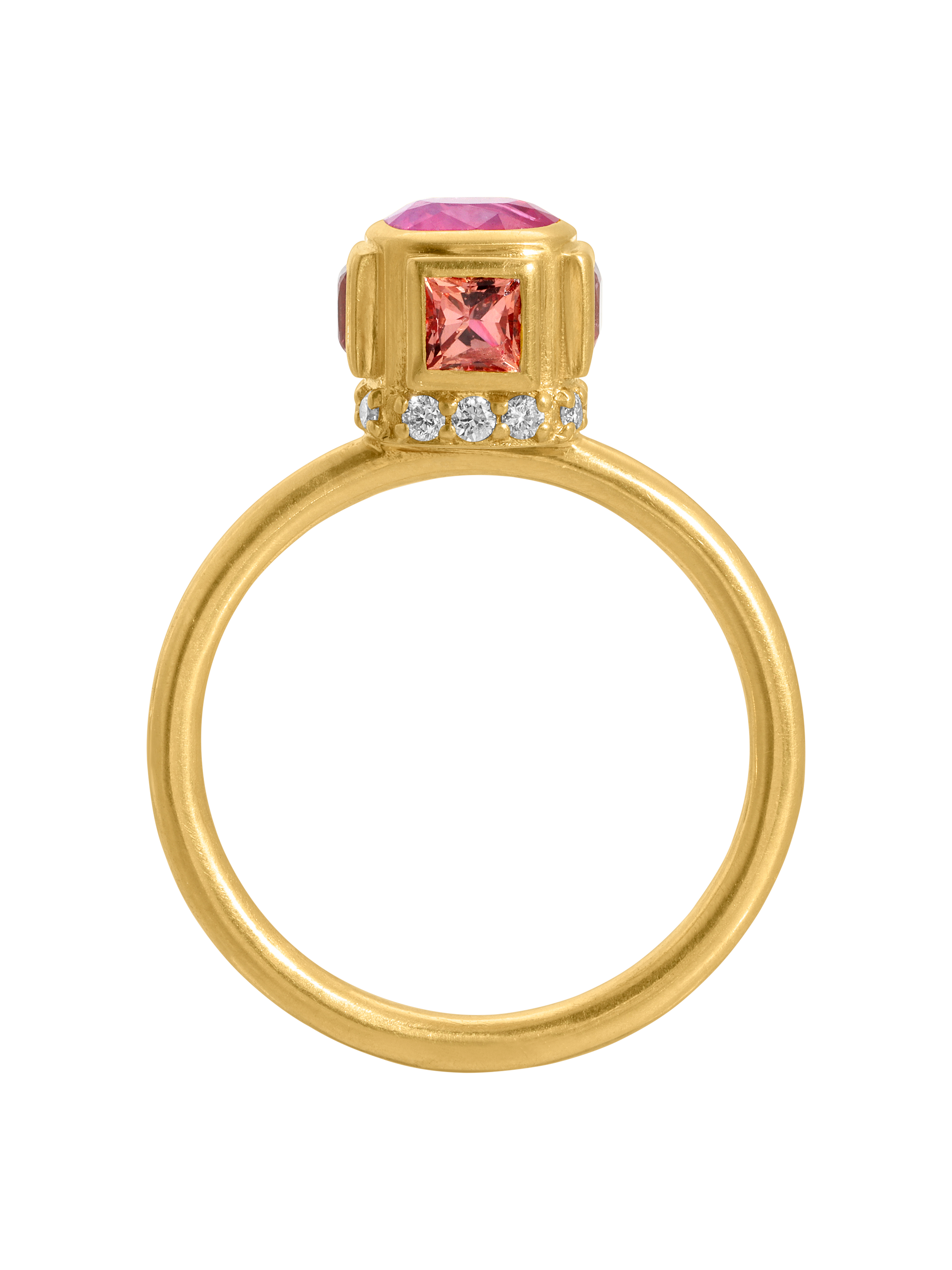 Sapphire and Diamond High Bezel Ring