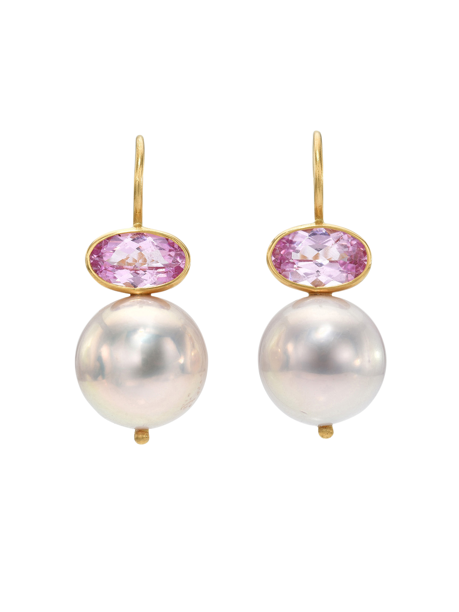 Pink Sapphire and Pearl Cerise Earrings