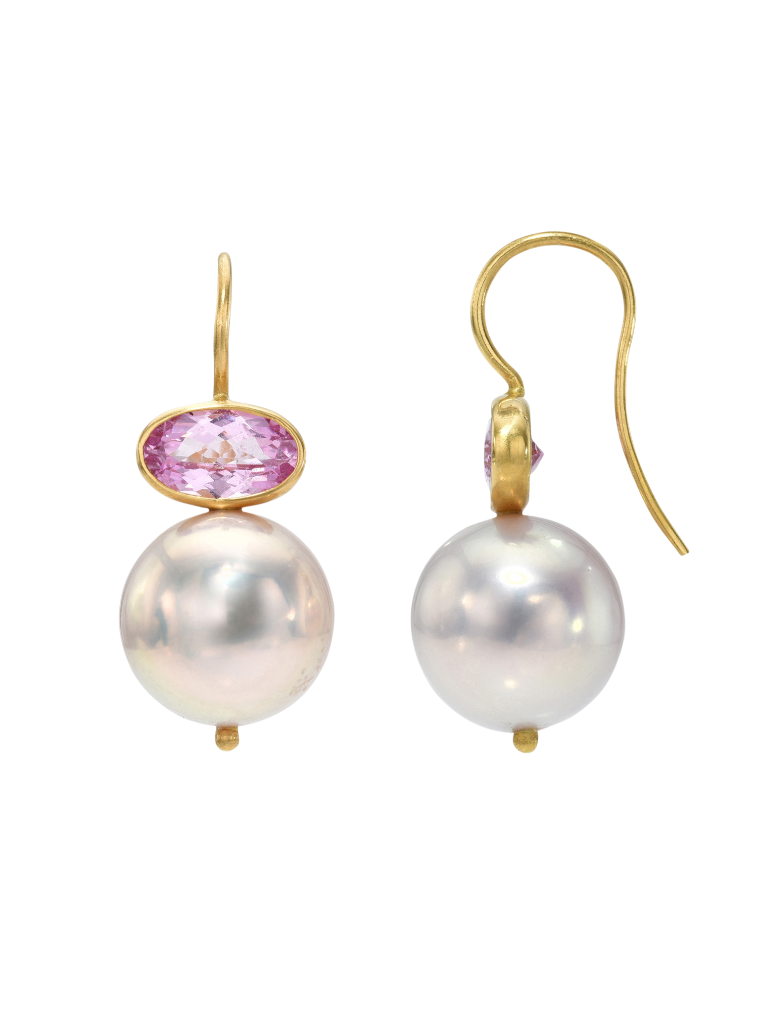 Pink Sapphire and Pearl Cerise Earrings