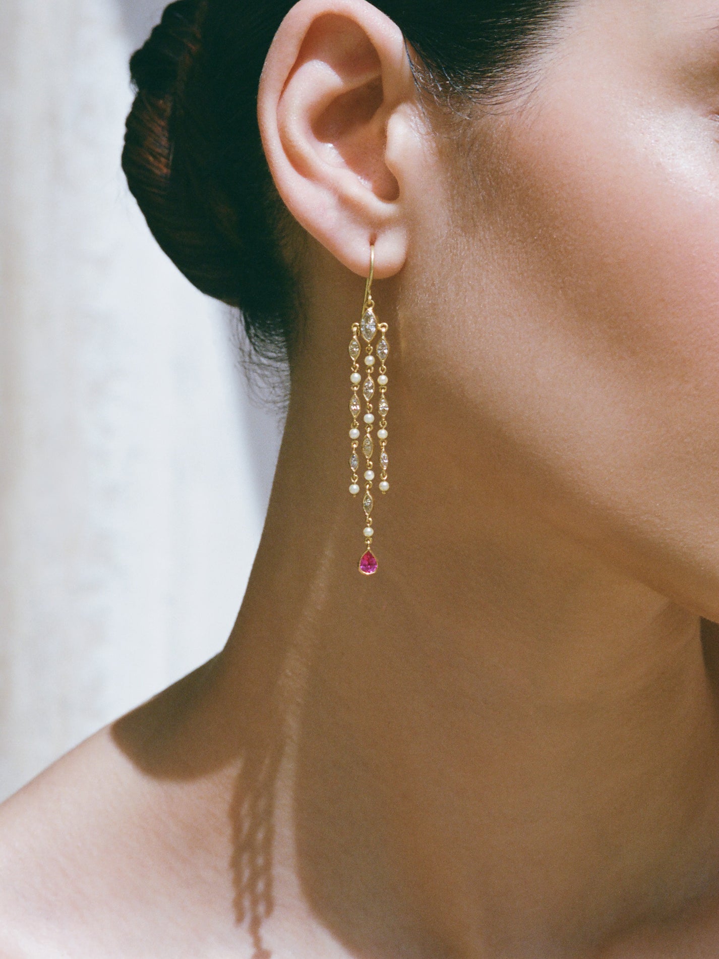 Diamond and Ruby Candela Earrings