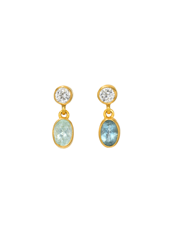 diamond and paraiba gemini earrings
