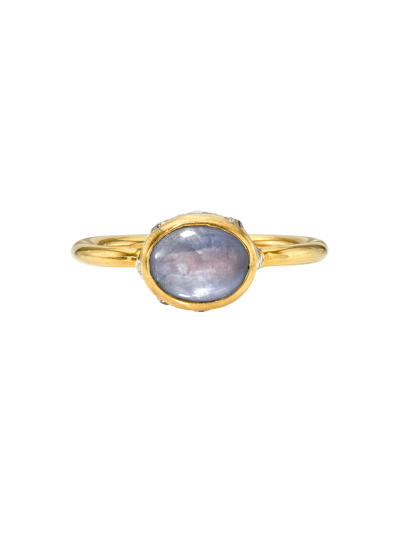 blue star sapphire high bezel ring