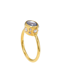 Blue Star Sapphire High Bezel Ring