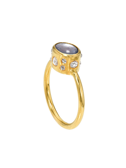 blue star sapphire high bezel ring