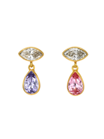 Grey Diamond and Spinel Gemini Earrings