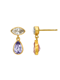 Grey Diamond and Spinel Gemini Earrings