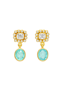 Antique Diamonds and Paraiba Tourmaline Rani Earrings