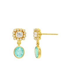 Antique Diamonds and Paraiba Tourmaline Rani Earrings