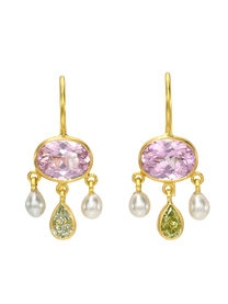 Lilac Spinel, Fancy Diamond, and South Sea Keshi Pearl Girandole Earrings