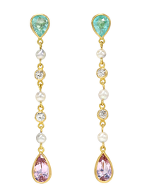 Paraiba Tourmaline, Diamond and Spinel Cascade Earrings