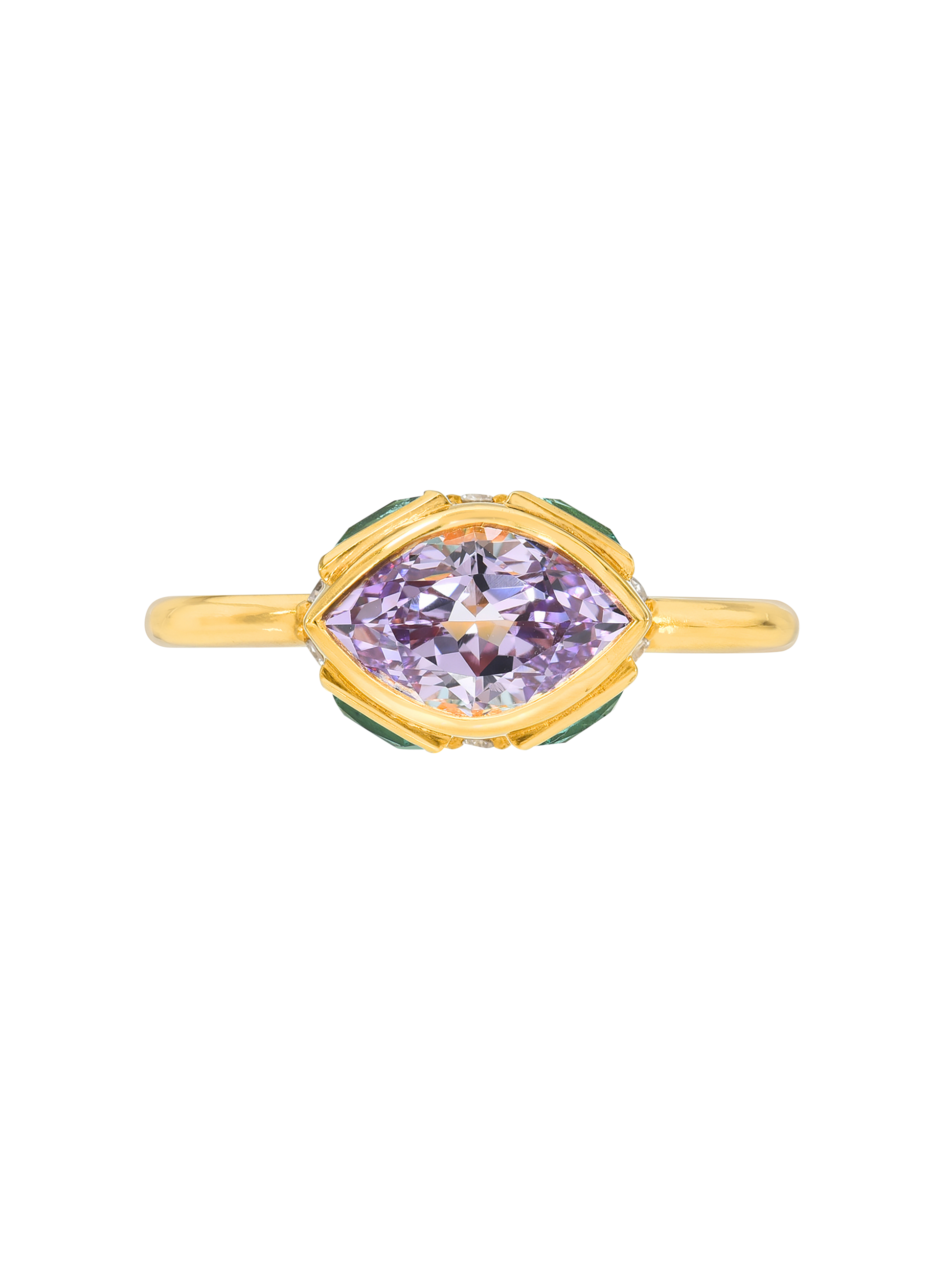 Spinel and Emerald High Bezel Ring