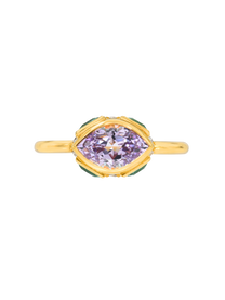 Spinel and Emerald High Bezel Ring