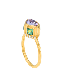 Spinel and Emerald High Bezel Ring