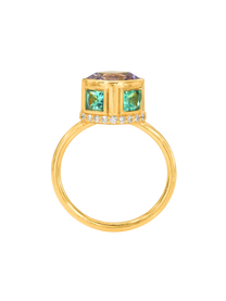 Spinel and Emerald High Bezel Ring