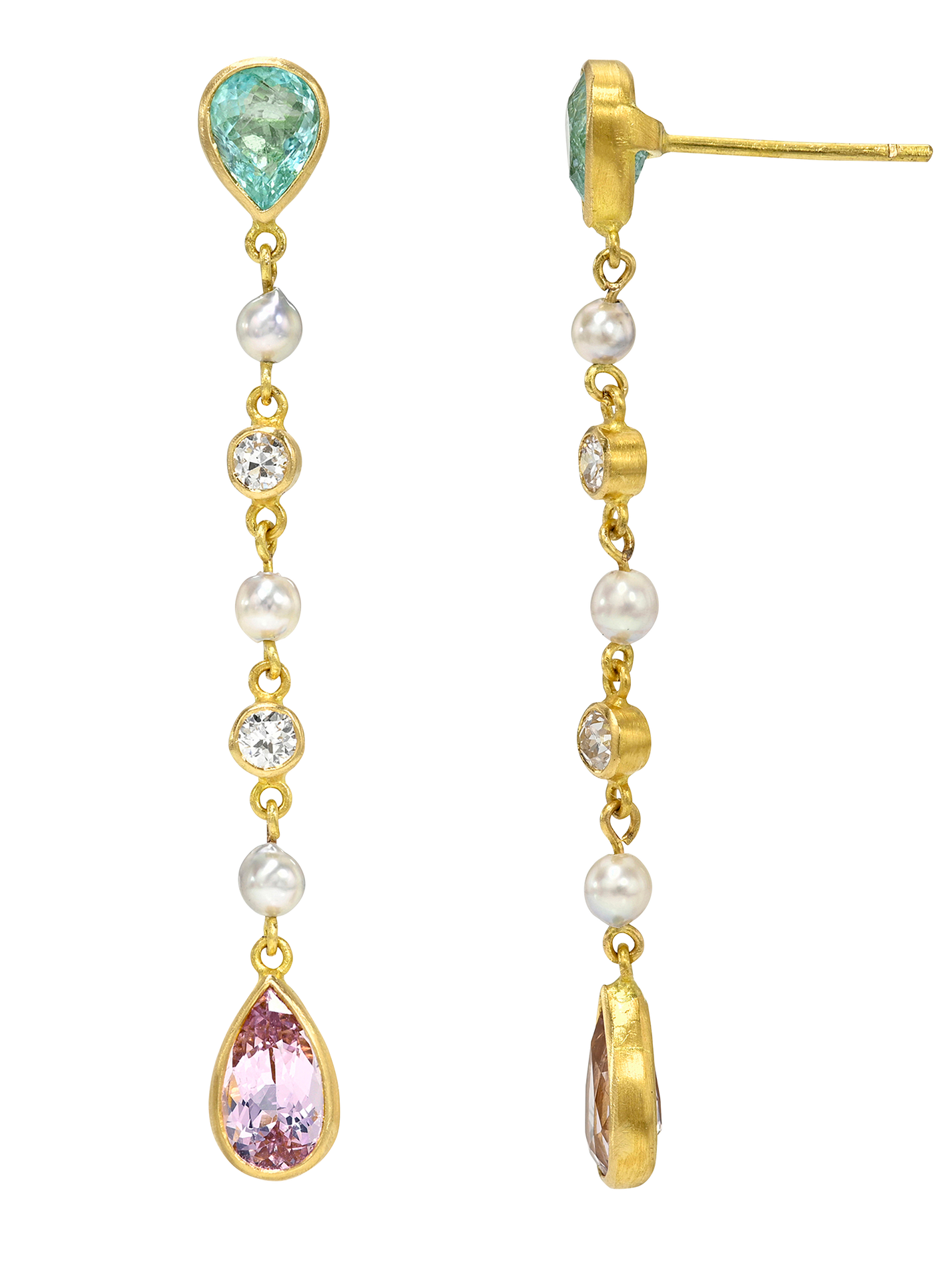 Paraiba Tourmaline, Diamond and Spinel Cascade Earrings