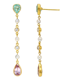 Paraiba Tourmaline, Diamond and Spinel Cascade Earrings