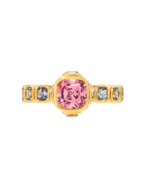 Spinel and Yellow Diamond High Bezel Ring