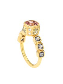 Spinel and Yellow Diamond High Bezel Ring