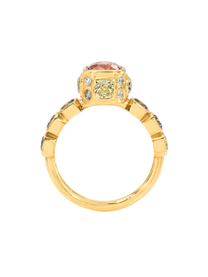Spinel and Yellow Diamond High Bezel Ring
