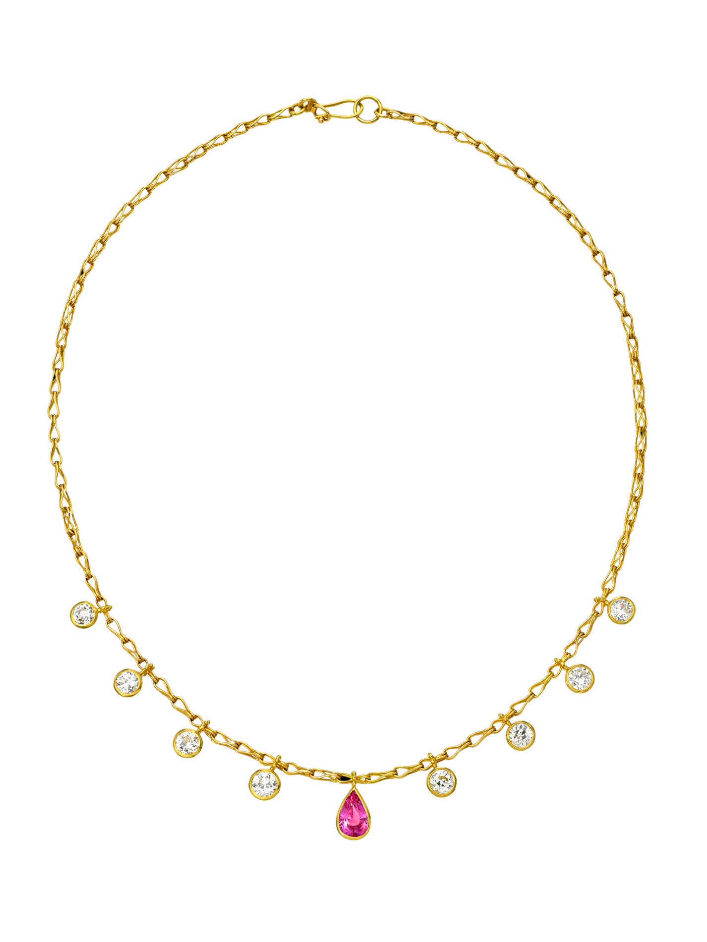 Antique Diamond and Pink Spinel Necklace