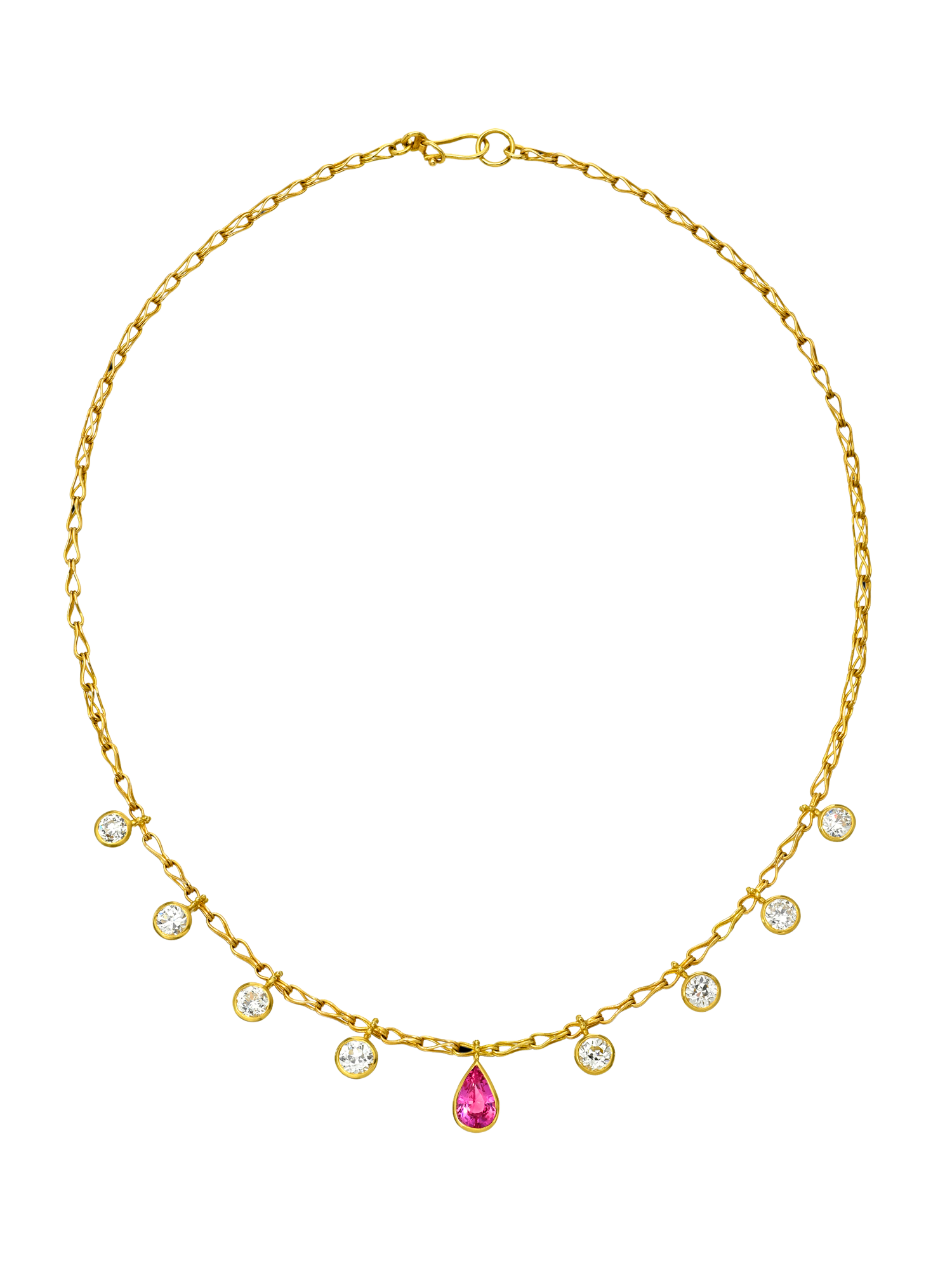 Antique Diamond and Pink Spinel Necklace