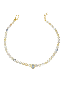 Blue Sapphire and Akoya Pearl Rosette Collar