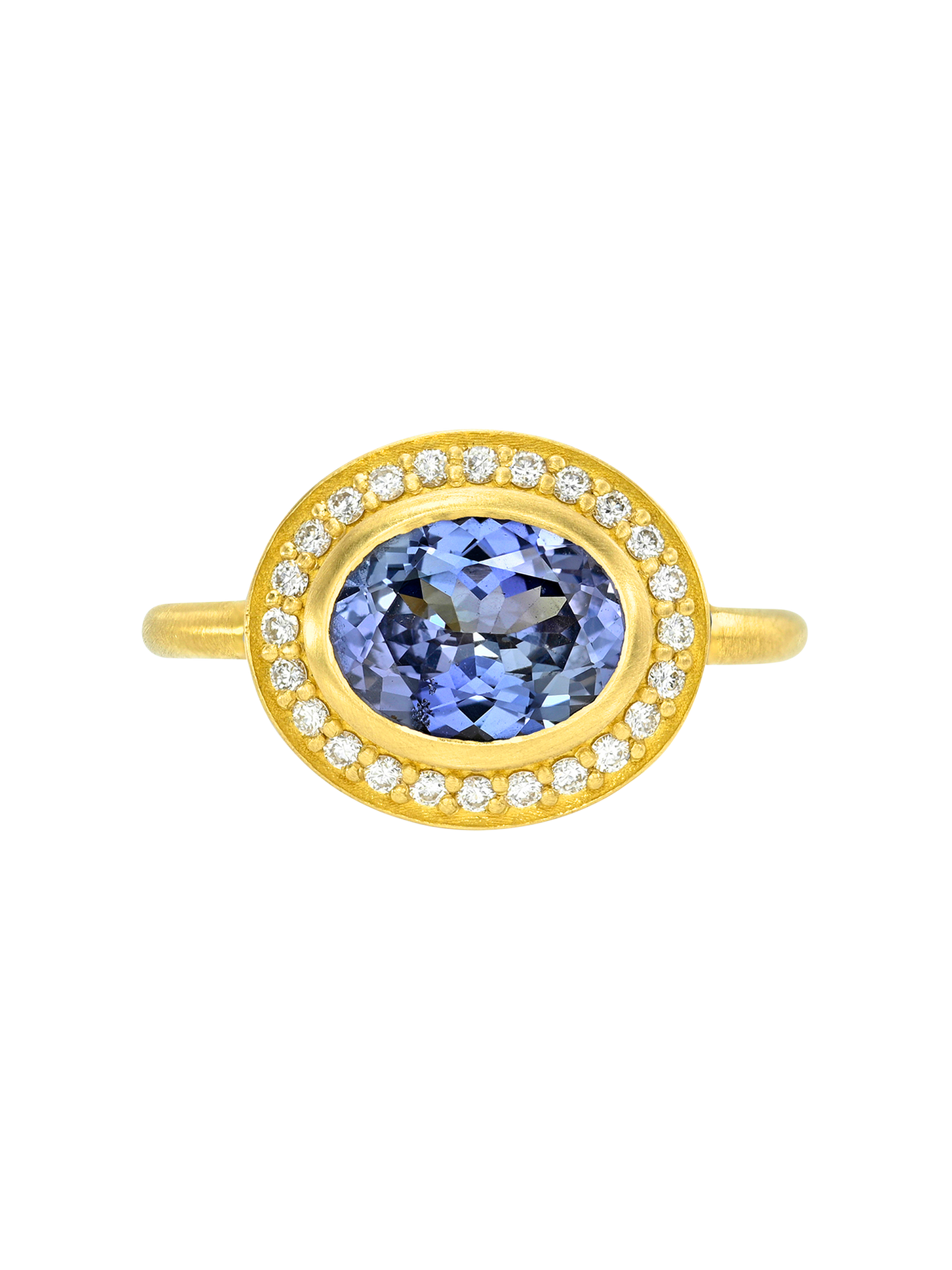 Blue Sapphire and Cobalt Spinel High Bezel Ring