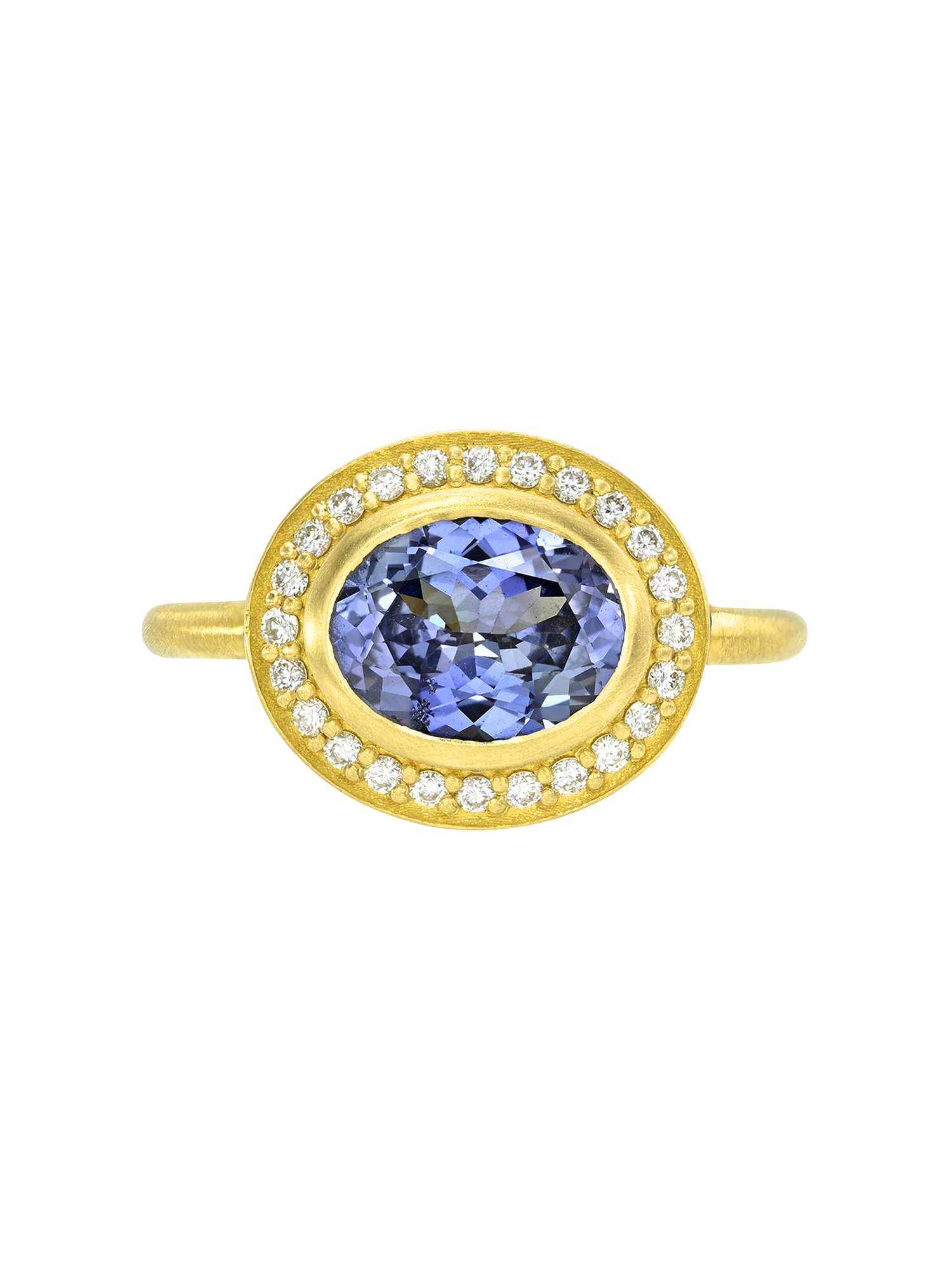 Blue Sapphire and Cobalt Spinel High Bezel Ring