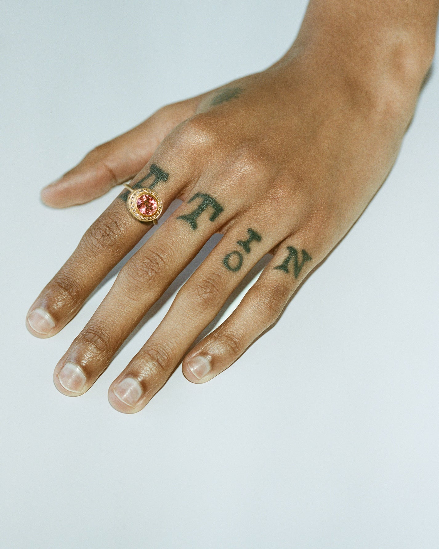 Tourmaline and Spinel High Bezel Ring