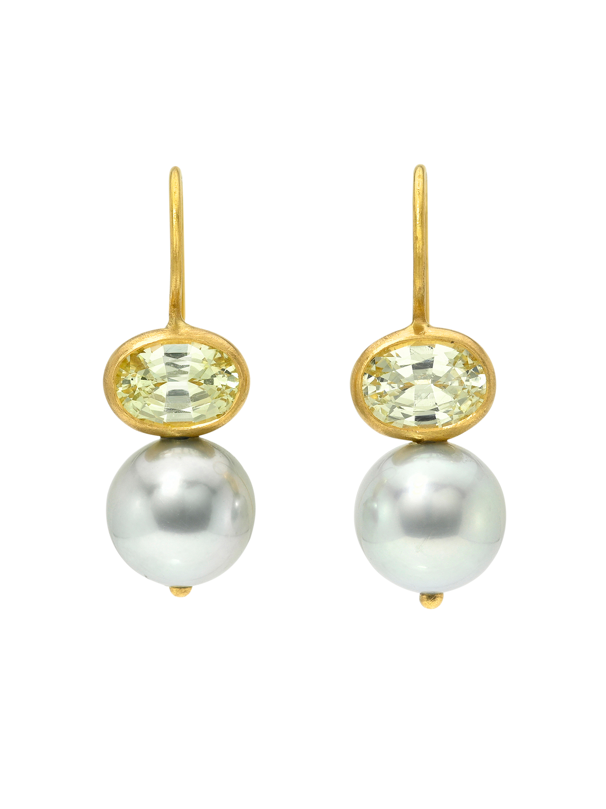 Chrysoberyl and Tahitian Pearl Cerise Earrings