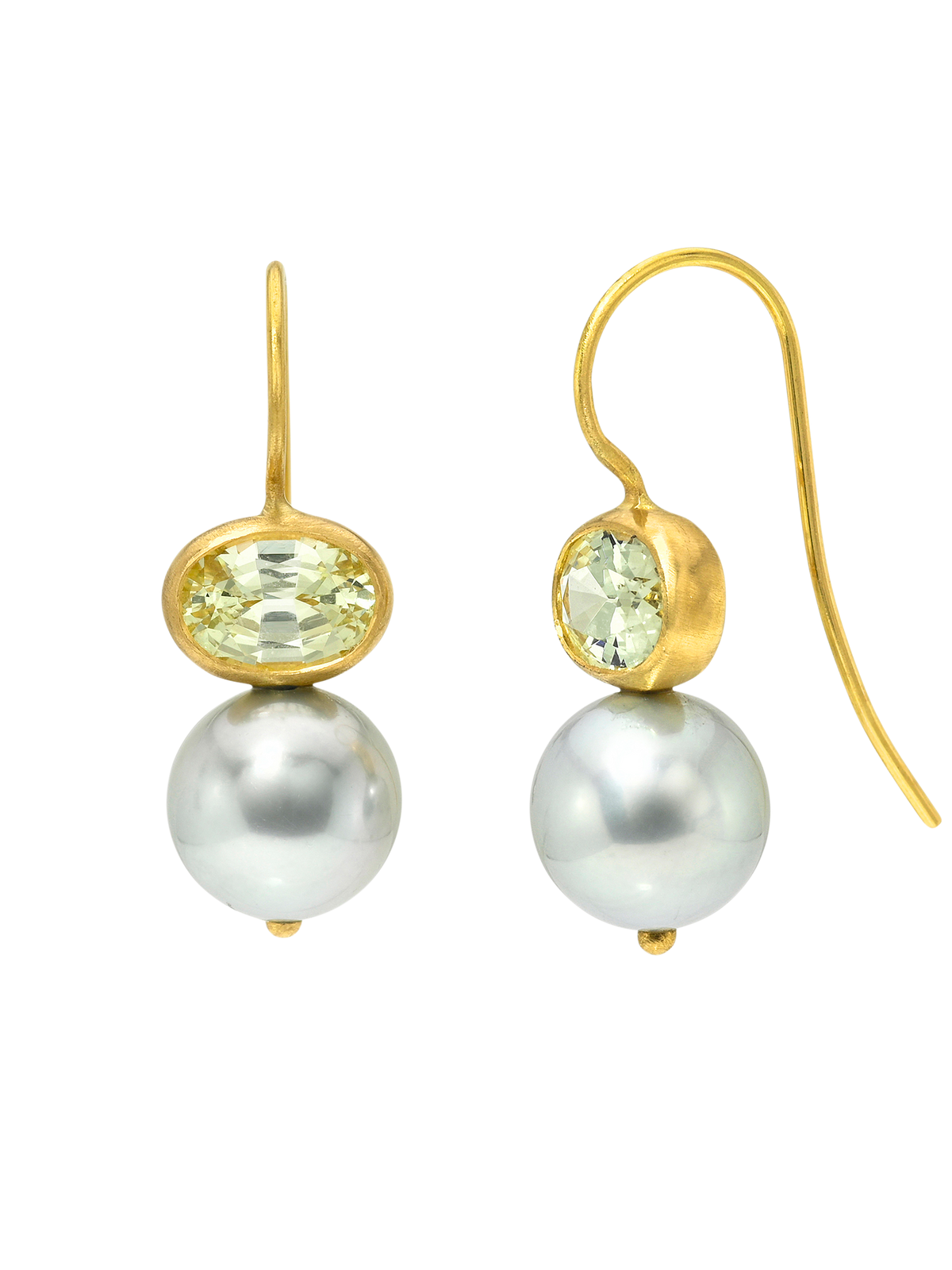 Chrysoberyl and Tahitian Pearl Cerise Earrings
