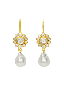 Diamond Cabochon with Antique Diamond Rani Earrings