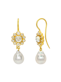 Diamond Cabochon with Antique Diamond Rani Earrings