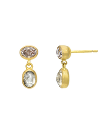 Fancy Diamond and Diamond Cabochon Gemini Earrings