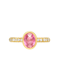 Floating Padparadscha Sapphire with Pave Band