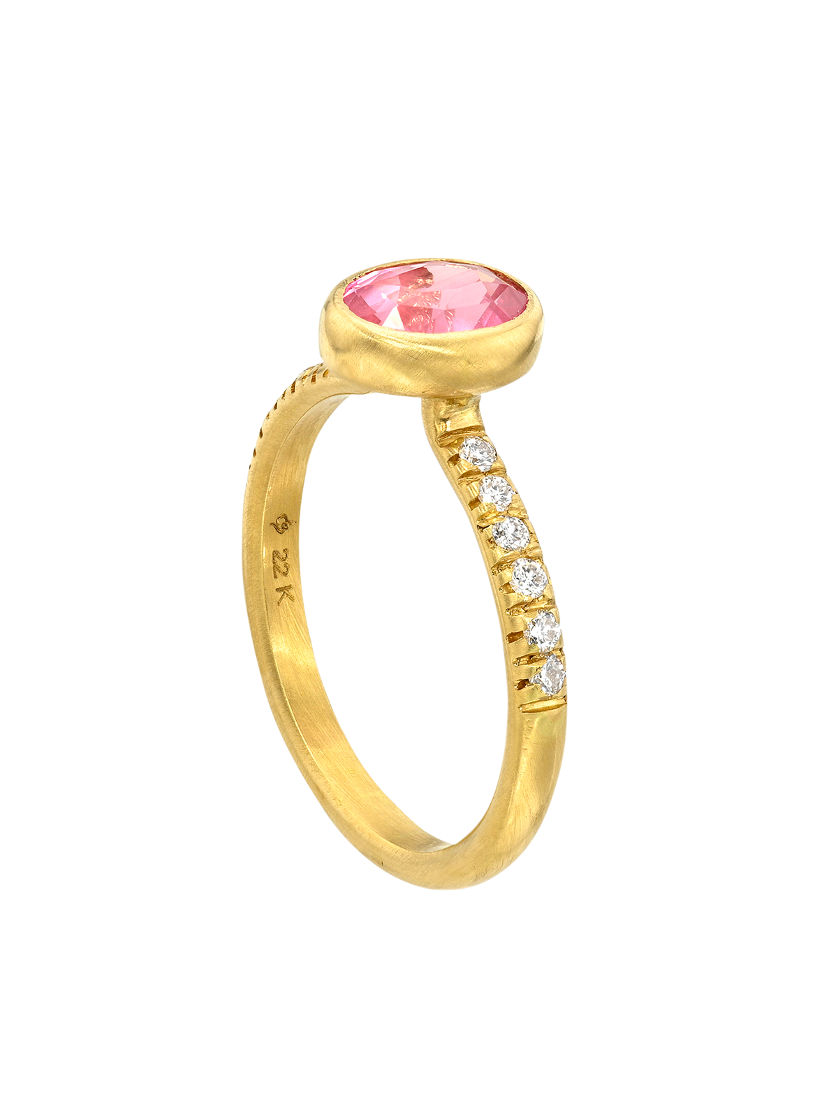Floating Padparadscha Sapphire with Pave Band