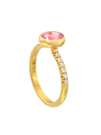 Floating Padparadscha Sapphire with Pave Band